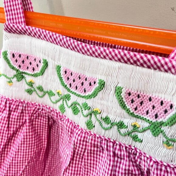 Vive La Fete Pink & White Gingham‎ Smocked Baby Girls Romper 24M - Picture 2 of 4